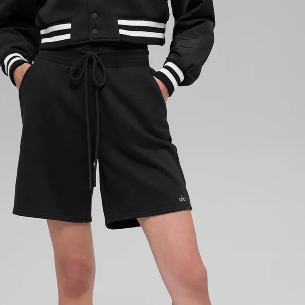 ALO Yoga Women's Athletic High Waist Easy Sweat Shorts Black Small